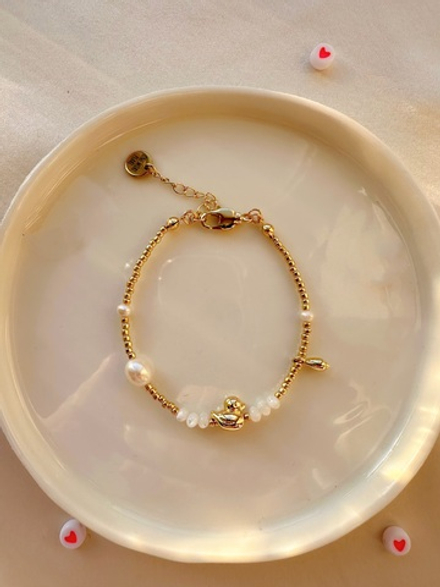 Браслет Уточка с жемчугом и перламутром