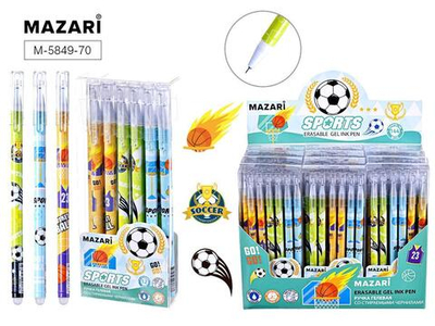 Ручка пиши-стирай гелевая 0,38мм.синяя SPORTS(Mazari)