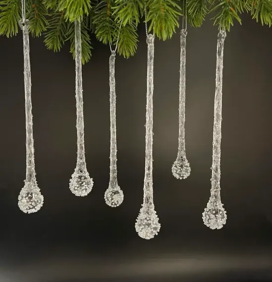 Набор сосулек Горный хрусталь 18 см., 6 шт., стекло, Christmas DeLuxe (88718)