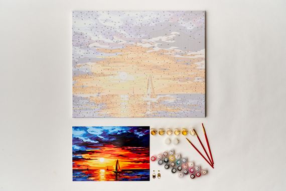 Nömrələr ilə rəngləmə \ Картина по номерам Корабли уходят на закат