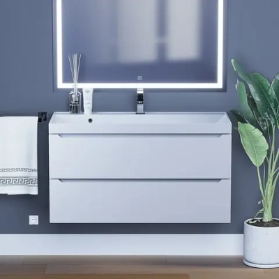 Тумба с раковиной Uperwood Tanos 100 см, подвесная, белая матовая