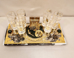 Подарочный набор стопок "Ковбой. За удачу!" на мраморе с чернением