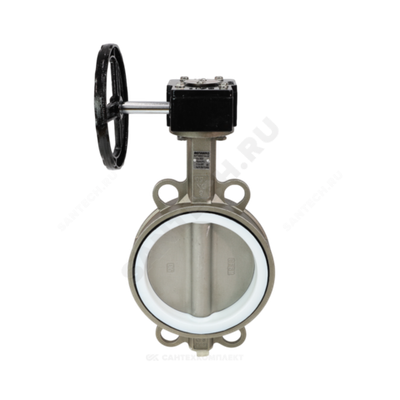 Затвор дисковый поворотный сталь нержавеющая 2040R Ду 200 Ру16 межфл с редуктором диск нерж манжета PTFE Benarmo