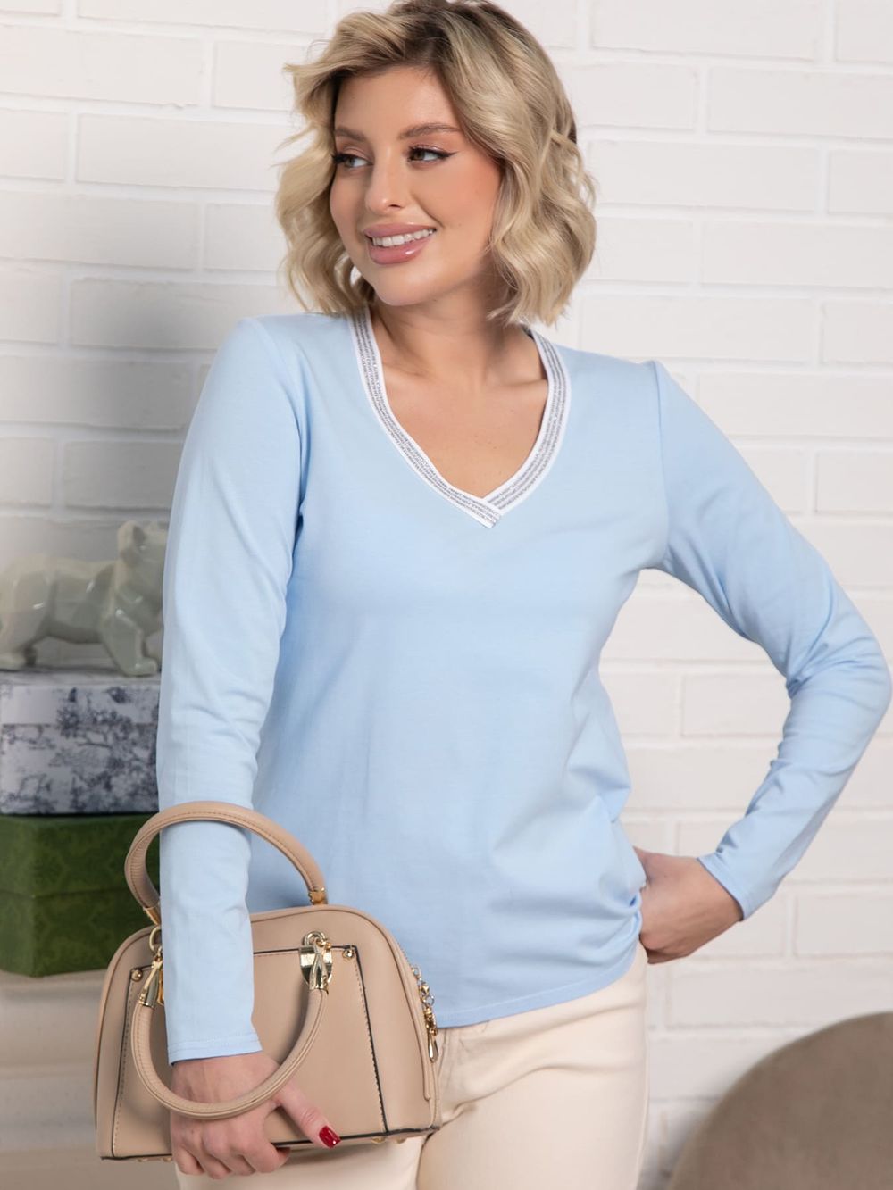 Блуза с кантом Либерти (голубая) Б15264-50М LT Collection