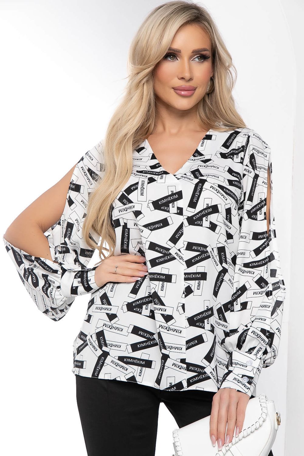 Блуза "Тайное чувство" (белая/надписи) Б8442 LT Collection