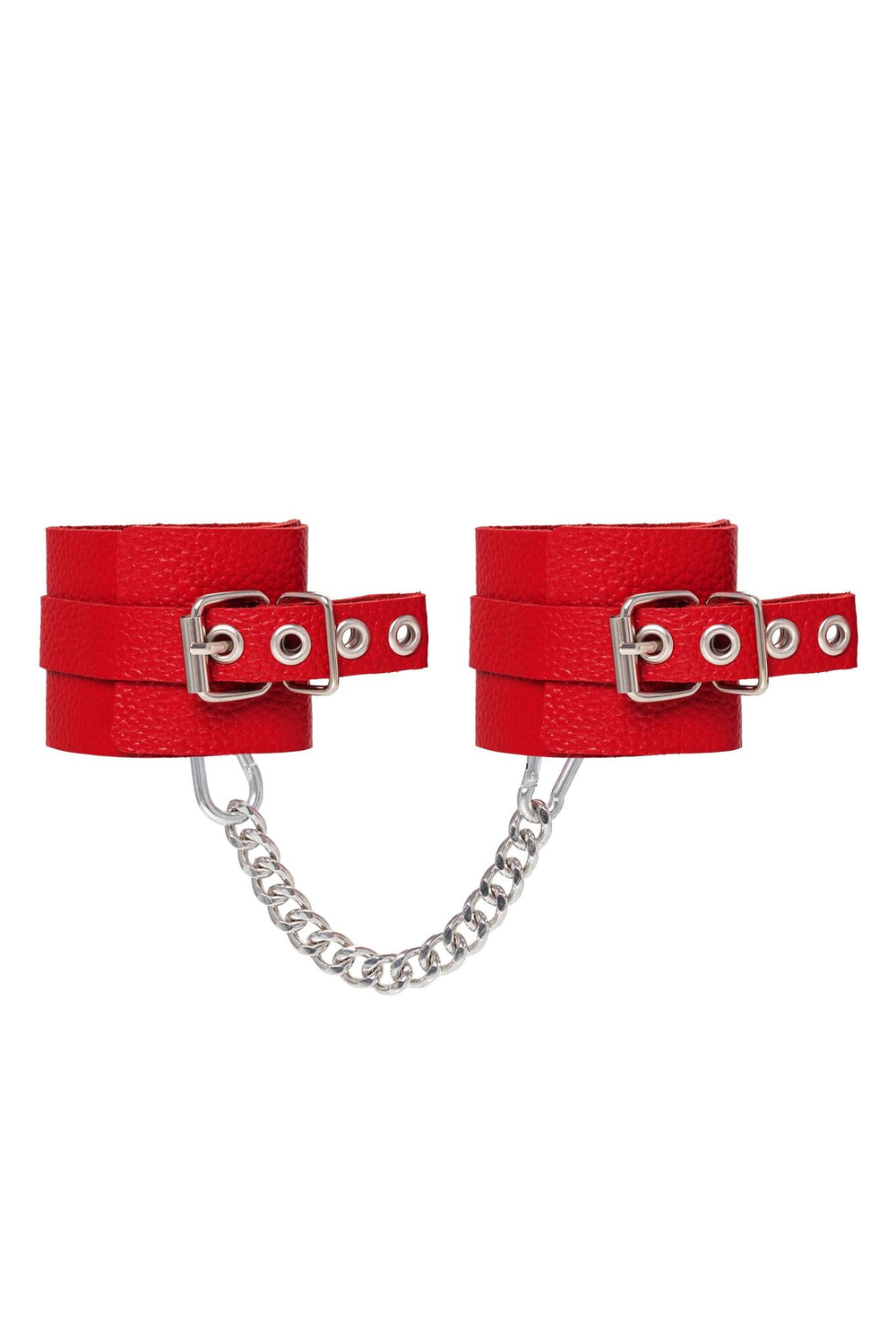 Красные мягкие кожаные оковы с люверсами