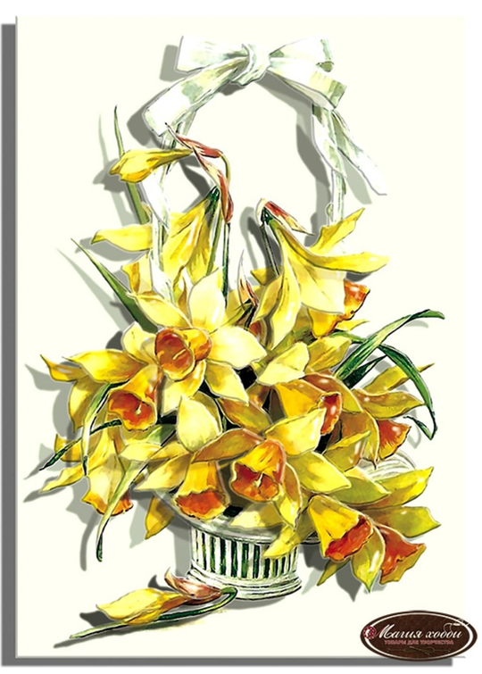 Папертоль РТ150183 "Корзиночка нарциссов" 14*20см.
