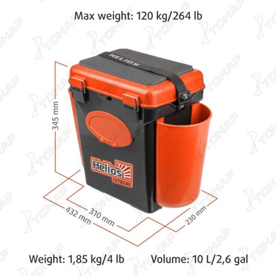 Ящик зимний Helios "FishBox" односекционный (10л) оранжевый
