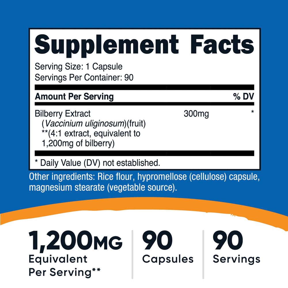 Nutricost, черника, 90 капсул (300 мг в 1 капсуле)