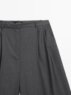 Massimo Dutti Длинные шерстяные бермуды с вытачками, серый