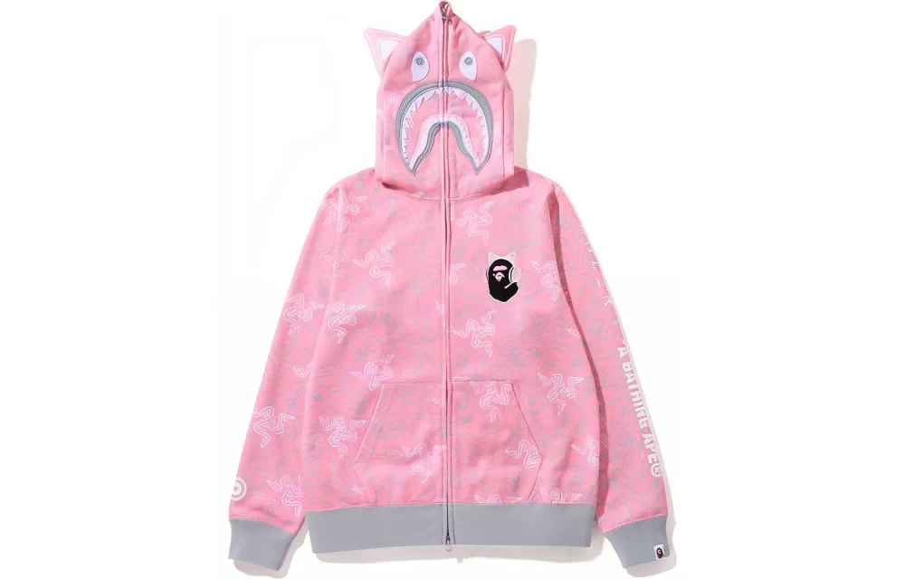 A Bathing Ape X Razer Neon Camo Shark Full Zip Худи