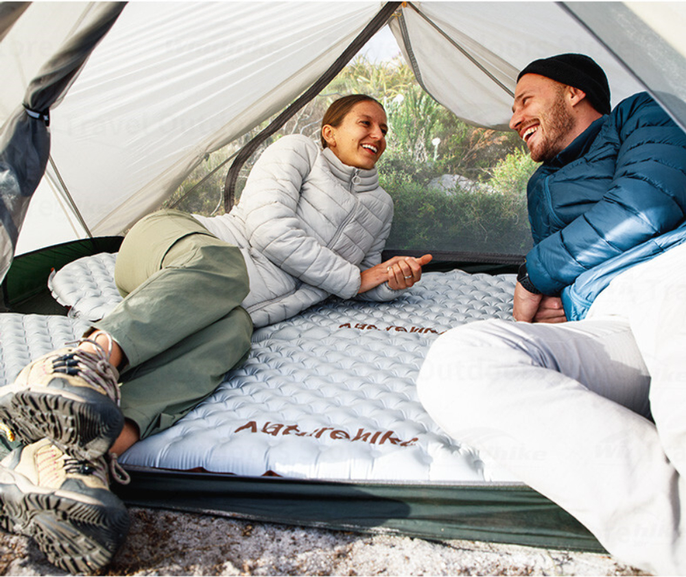 Коврик надувной Naturehike 196х64х7 см, серебристый карбон