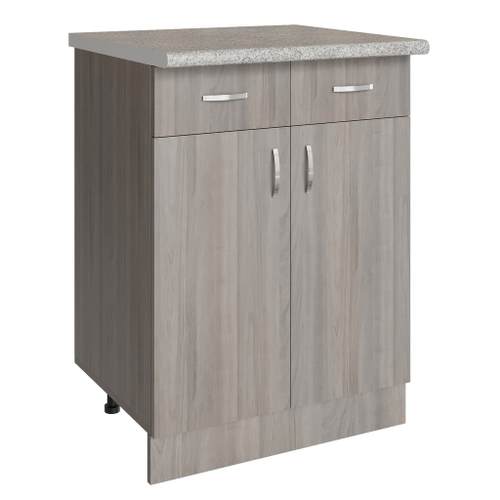 Стол разделочный 60 шимо/ясень светлый (2 ящика), столешница гранит пёстрый