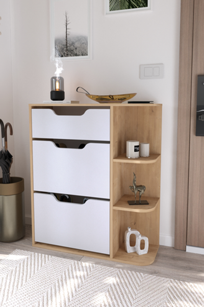 Обувница SMYRNA - дуб/белый