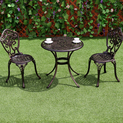 Комплект мебели из литого алюминия стол круглый СОРРЕНТО «SORRENTO» D78 бронза арт.6058 + 2 стула НЬЮ ЙОРК «NEW YORK» bronze арт.6026-2