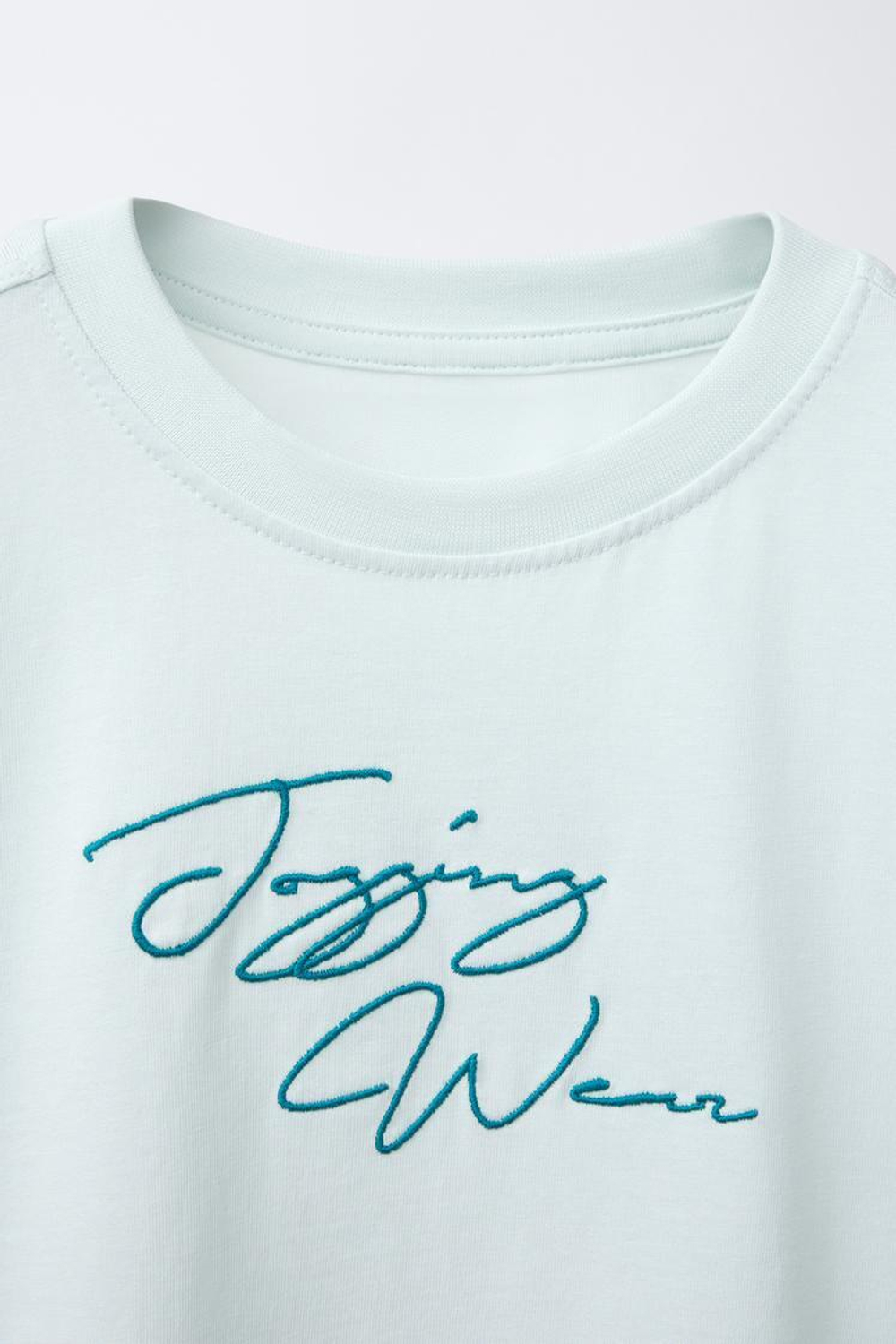 ZARA ФУТБОЛКА В СПОРТИВНОМ СТИЛЕ С НАДПИСЬЮ, СВЕТЛО-ЗЕЛЕНЫЙ