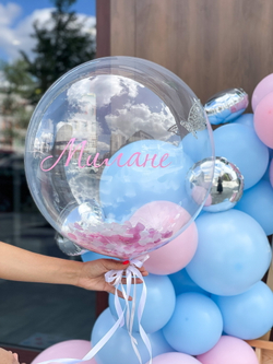 Шар бабл 60 см наполнением и надписью