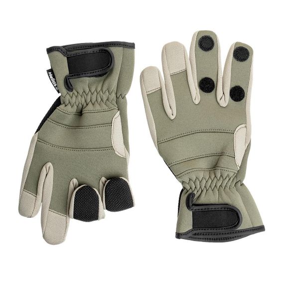 Перчатки Helios рыбацкие неопрен. на липучке Хаки р. L