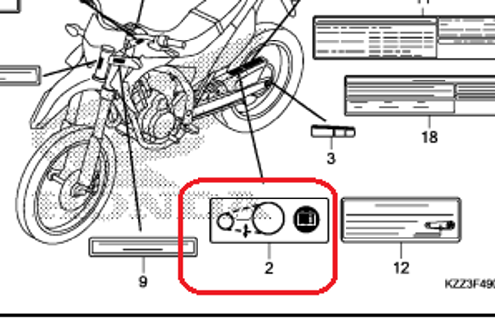 87507-MFL-D20. LABEL, DRIVE CHAIN(PICTOGRAPH). HONDA