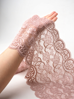 Эластичное кружево темный серебристый пион ширина 17.5 см