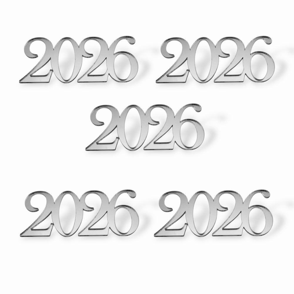 Топпер Мини "2026" ТМ6213 5см 5шт акрил СЕРЕБРО