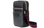 GUCCI Canvas With Leather Messenger Bag, Shoulder Bag, Crossbody Bag Men"s Black Gray