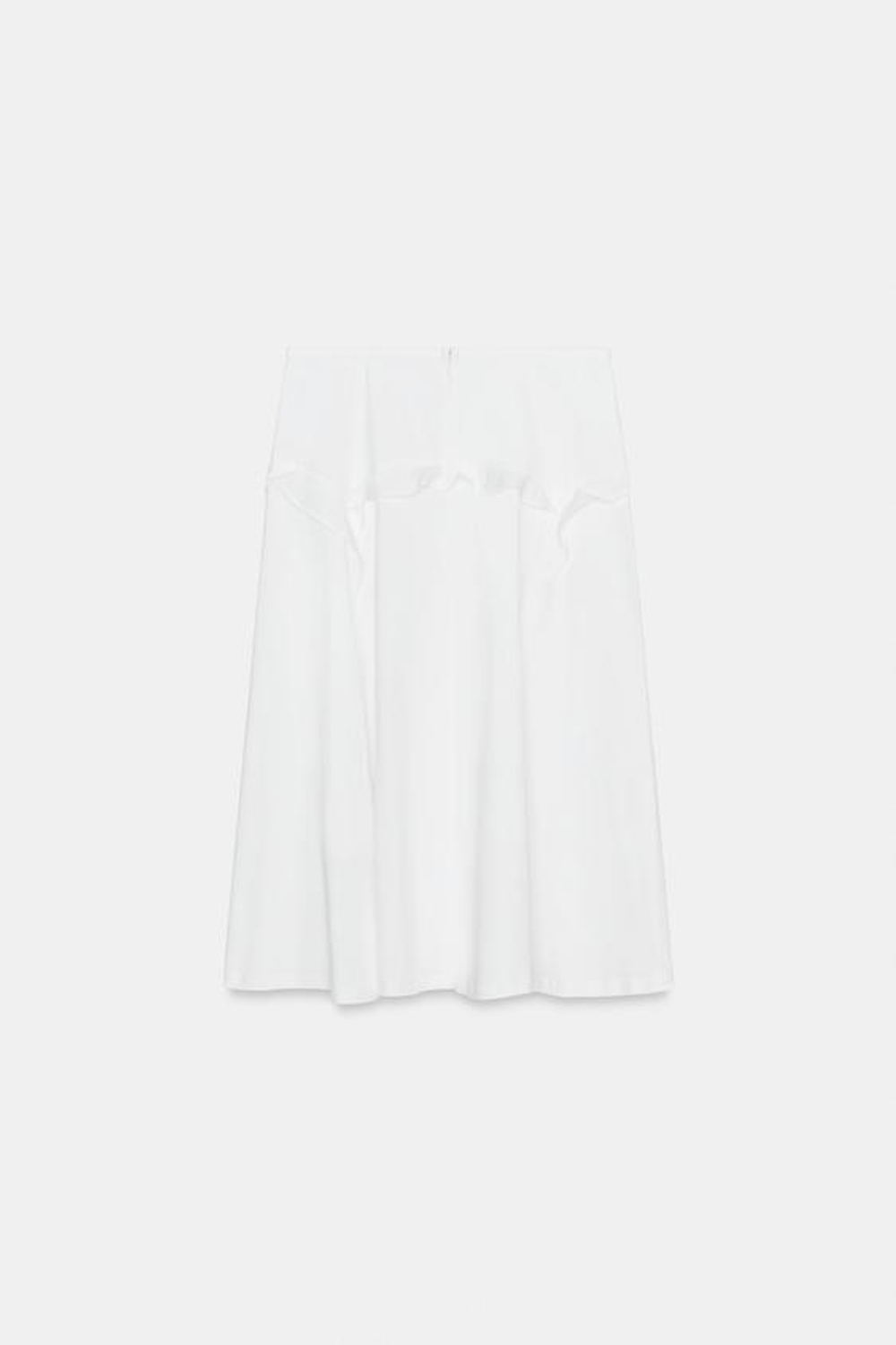 ZARA КОМБИНИРОВАННАЯ ЮБКА С ВОЛАНАМИ, БЕЛЫЙ