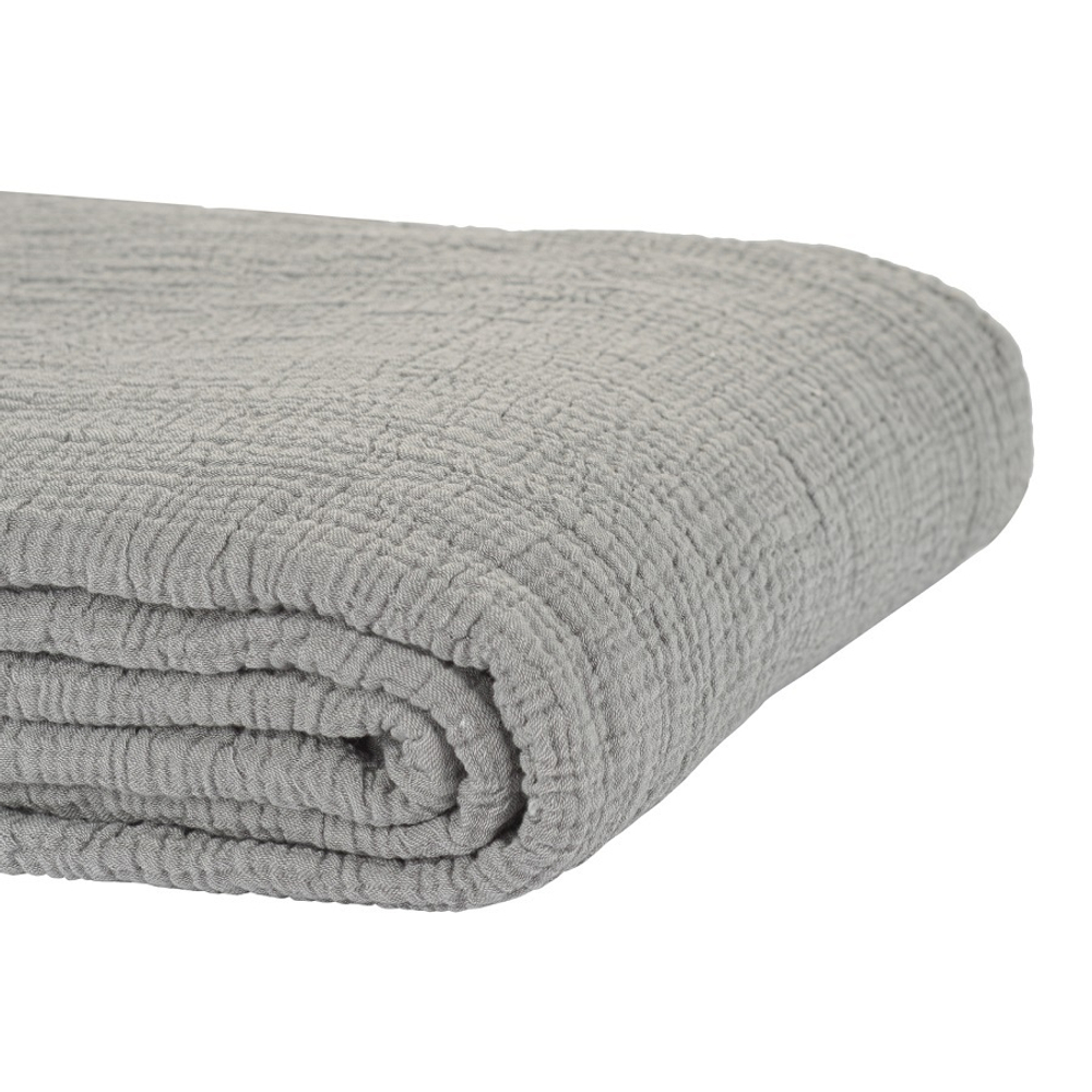 Покрывало из жатого хлопка серого цвета  из коллекции essential, 230х250 см