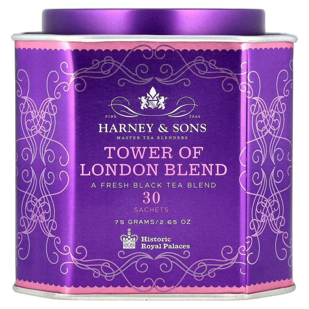 Harney & Sons, смесь «Лондонский Тауэр», освежающий черный чай, 30 пакетиков, 75 г (2,67 унции)