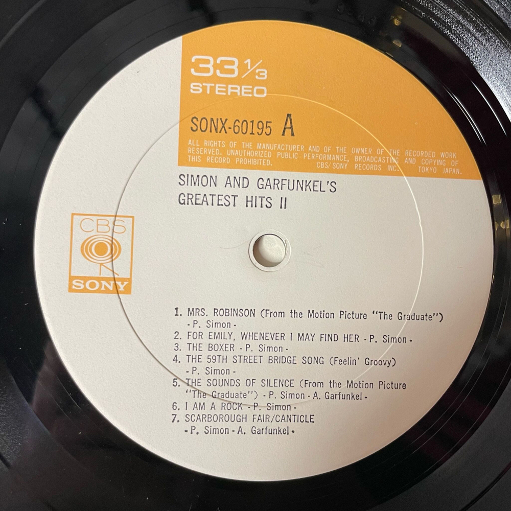 Винтажная виниловая пластинка LP Simon and Garfunkel Greatest Hits II (Japan 1972) (No Obi) Mrs. Robinson