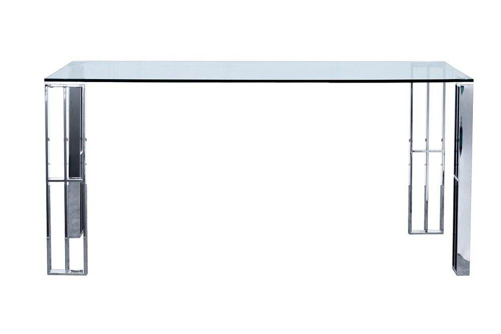 GY-DT06SS Стол обеденный прозр.стекло/хром 160*90*75см