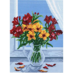 "Весенний букет"-0105 канва с рисунком