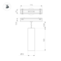 Светильник MAG-VIBE-SPOT-HANG-R35-10W Warm3000 (WH, 24 deg, 48V) (Arlight, IP20 Металл, 5 лет) 044469