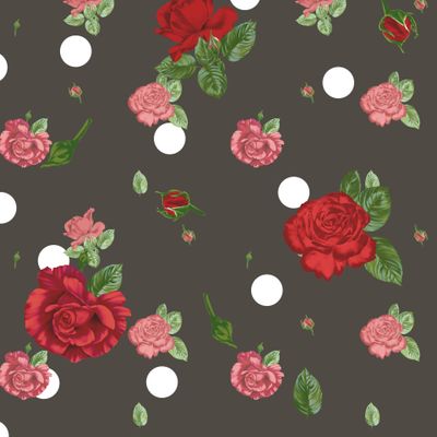 розы и polka dot (коричневый)