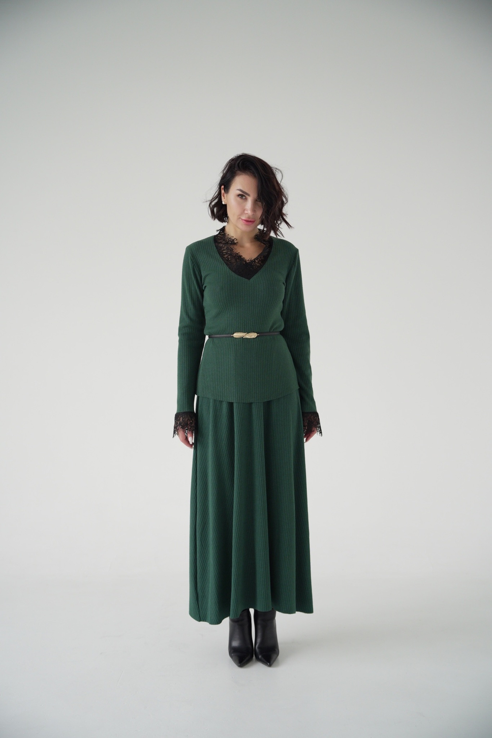 Юбка А- силуэта в изумрудном