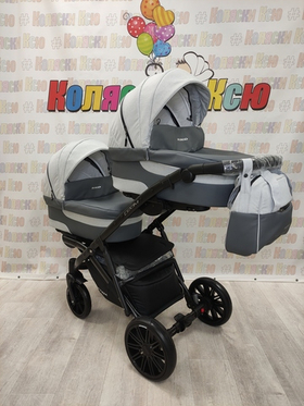 Коляска модульная для двойни Riko Team 2020 01 Grey Fox