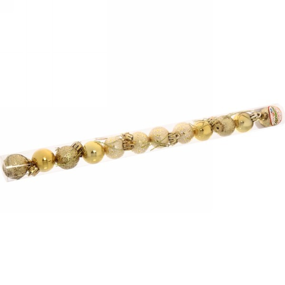 Новогодние шары 3 см (набор 12 шт) «Микс фактур», золото