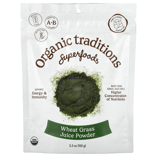 Organic Traditions, Порошок сока из ростков пшеницы, 150 г (5,3 унции)