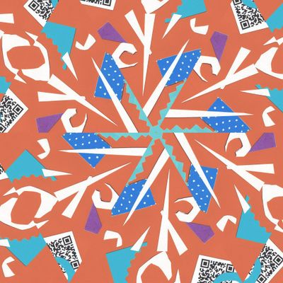 Бумажные снежинки (коллаж на красном)