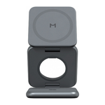 Складная зарядная станция MagSafe Magssory Fold Pro для iPhone, Apple Watch и AirPods (Qi2) Беспроводная зарядка: Qi 15 Вт, Qi 5 Вт, магнитное крепление для быстрой зарядки Apple Watch (Qi 5 Вт). Проводная зарядка: нет. Сертификация Qi2. Отсутствует LED-и