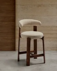 Полубарный стул Granite из бежевой синели и ясеня с отделкой орех 65 см