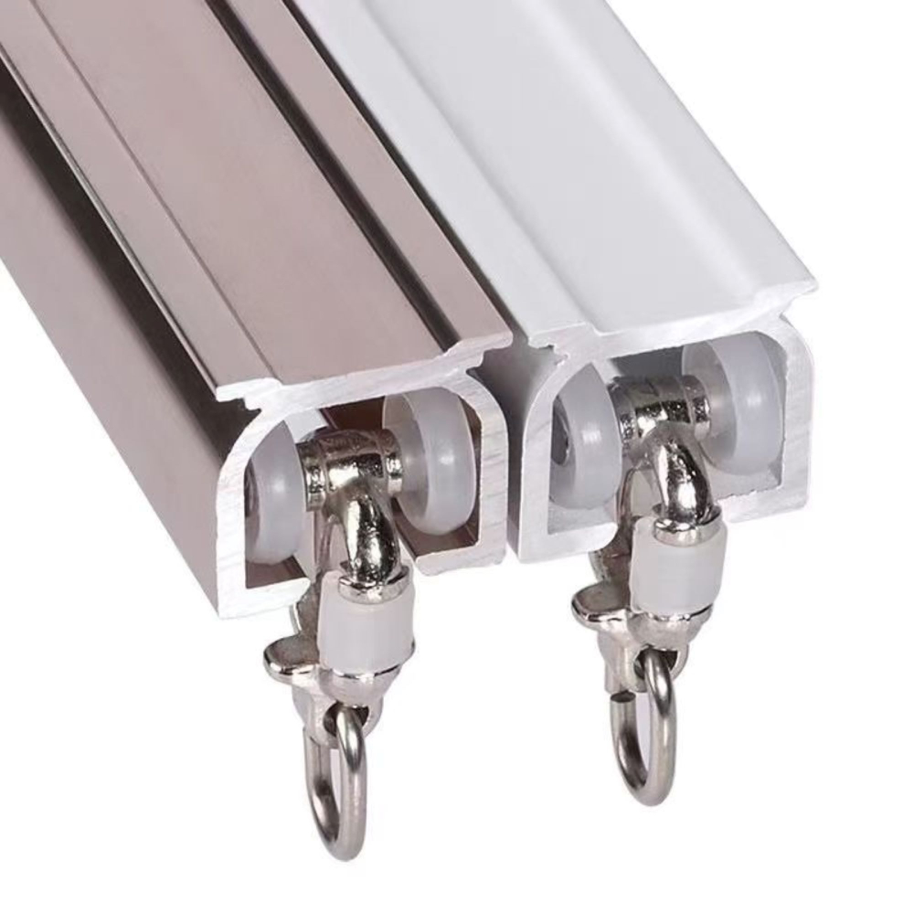Тихий алюминиевый карниз для штор с бегунками, потолочный/настенный