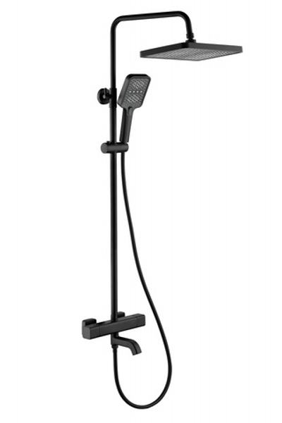 113563-C Душевая система с термостатом  (ЧЕРНЫЙ) ViEiR (4/1шт)