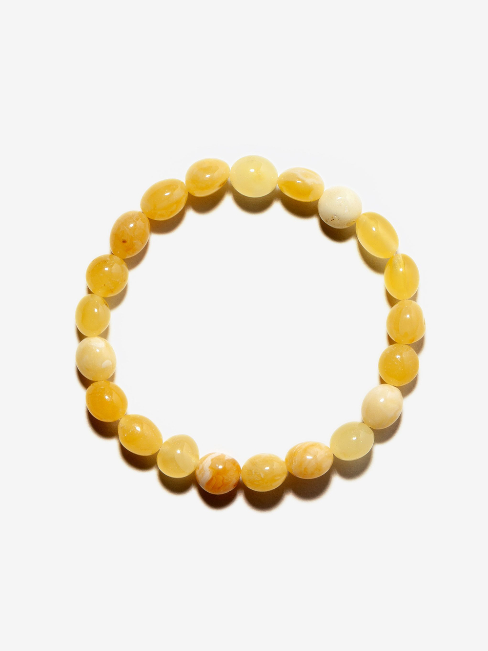 Браслет из цельного янтаря мятый шар 8-9 мм