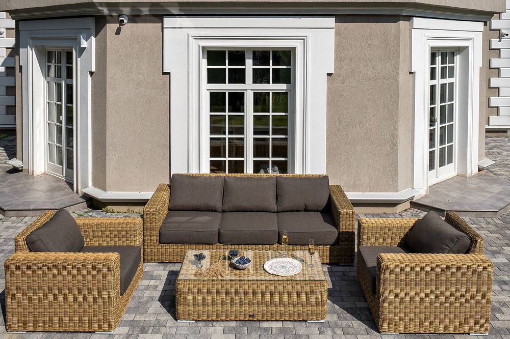 "Боно" лаунж-зона из искусственного ротанга, цвет соломенный