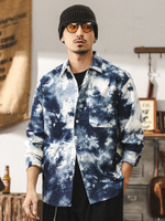 Рубашка с длинными рукавами мужская весна  премиум-класса с чернильным принтом.