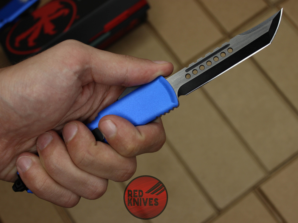 Нож Microtech Ultratech Helhound H/E - синяя рукоять, черный клинок RK-375