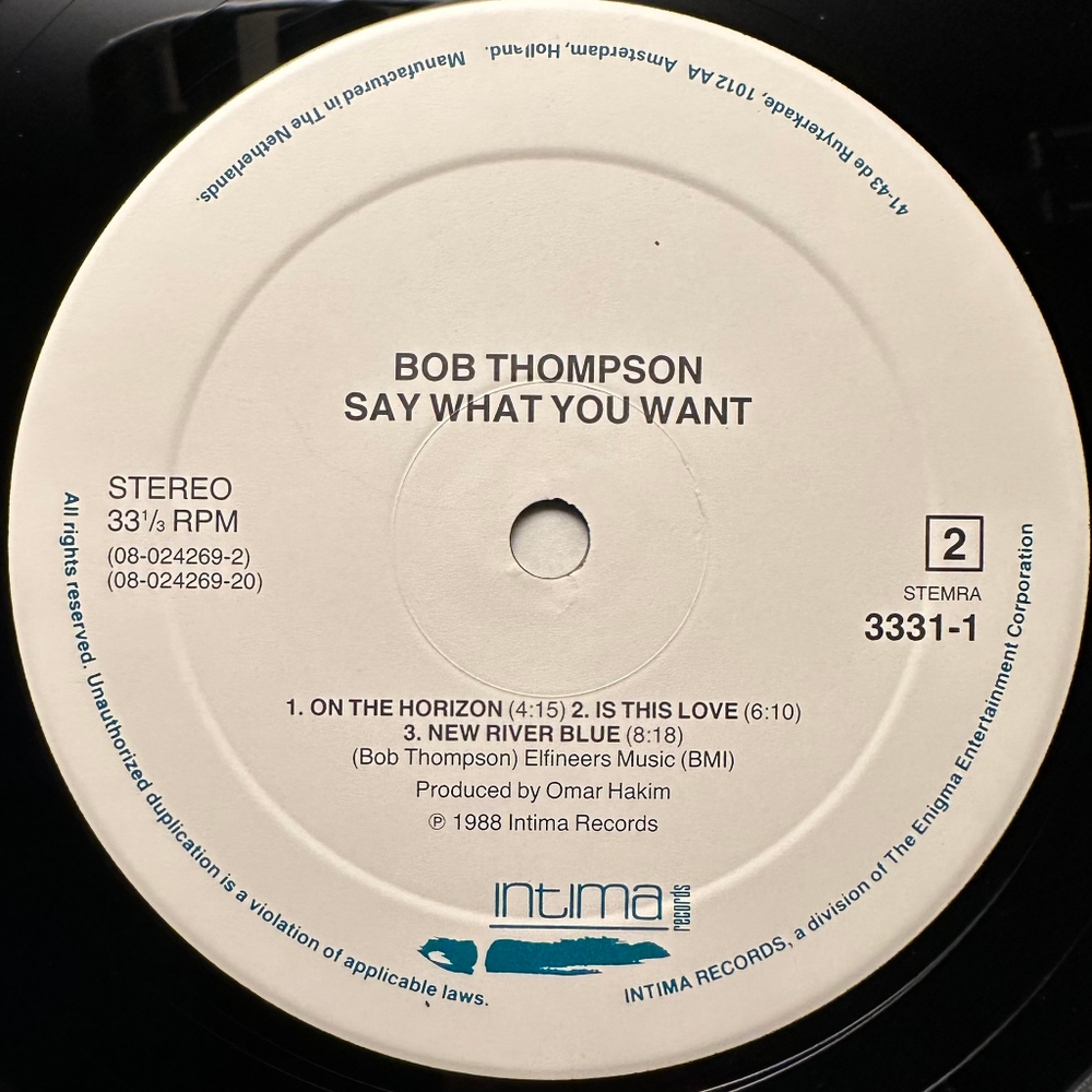 Bob Thompson- Say What You Want (Голландия 1988г.)