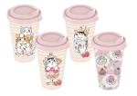 Стакан с крышкой 420мл с декором «sweet cats» (розовый)