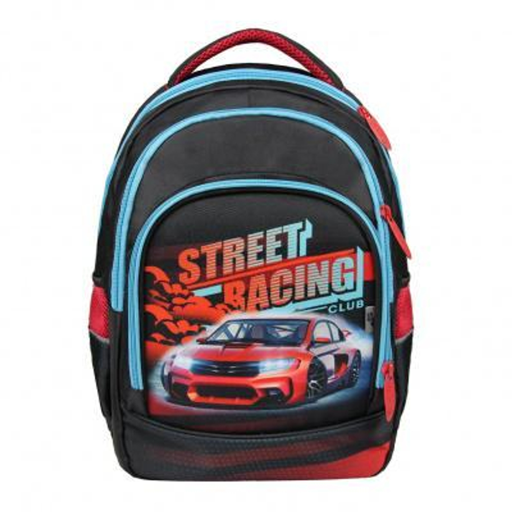 Ранец школьный Гармония 40*28*18см, анатом. спинкой, 1 отдел, 2 кармана, 2 боковых кармана "Авто" (